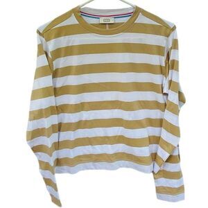 AYR Gold and White Striped Long Sleeve Tee